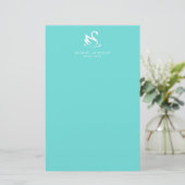 Minimalistisches Robins Egg Blue White Swan Logo Briefpapier (Stehend Vorderseite)
