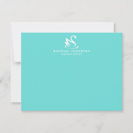 Minimalistisches Robins Egg Blue White Swan Logo Mitteilungskarte (Vorderseite)