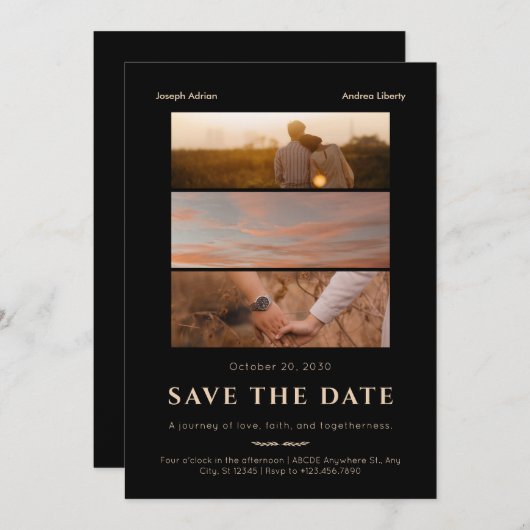 Minimalistisches Romantik-Filmposter Hochzeitsfest Save The Date (Vorne/Hinten)