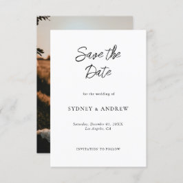 Minimalistisches romantisches Schwarz-Weiß-Foto Save The Date