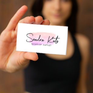 Minimalistisches Rosa-Aquarell-QR-Code-Beauty-Make Visitenkarte