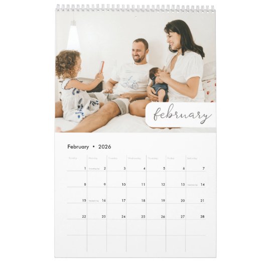 Minimalistisches Rosa Aquarellfarben Foto Kalender (Feb 2026)