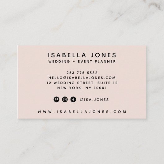 Minimalistisches Rosa beruflicher Luxusskript Visitenkarte (Rückseite)