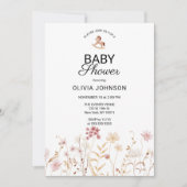 Minimalistisches, rosa Blumenspül-Babydusche Einladung (Vorderseite)