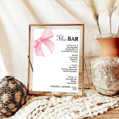 Minimalistisches rosa Bow Wedding Drinks Bar Menu Poster