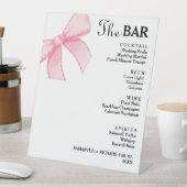 Minimalistisches rosa Bow Wedding Drinks Bar Menu Sockelschild (In Situ)