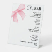 Minimalistisches rosa Bow Wedding Drinks Bar Menu Sockelschild (Vorderseite)
