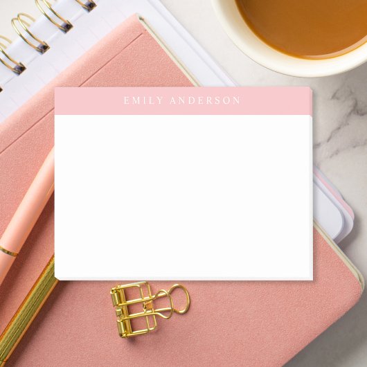 Minimalistisches rosa elegantes Monogramm Post-it Klebezettel