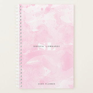 Minimalistisches rosa Farbmonogramm Planer