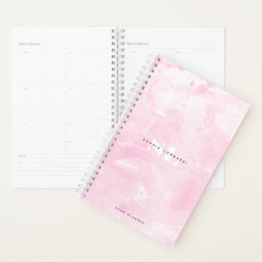 Minimalistisches rosa Farbmonogramm Planer (Anzeige)