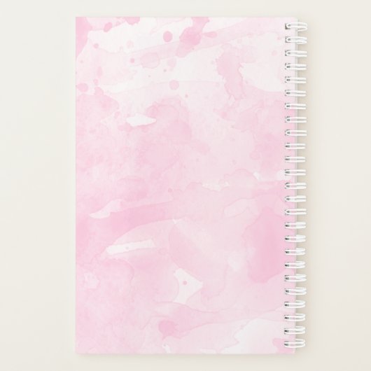 Minimalistisches rosa Farbmonogramm Planer (Rückseite)