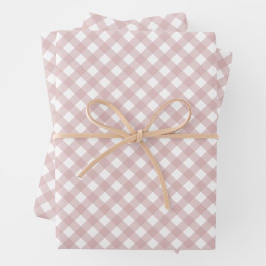 Minimalistisches rosa Farbmuster Kariert Geschenkpapier Set (Beispiel)