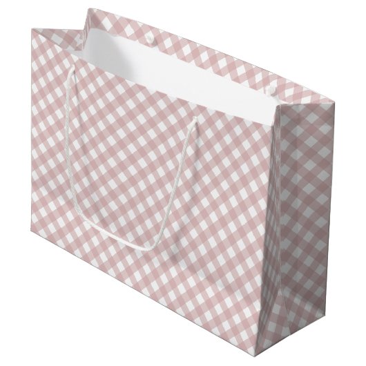 Minimalistisches rosa Farbmuster Kariert Große Geschenktüte (Vorderseite Schrägansicht)