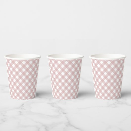 Minimalistisches rosa Farbmuster Kariert Pappbecher (Multi)