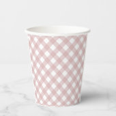 Minimalistisches rosa Farbmuster Kariert Pappbecher (Vorderseite)
