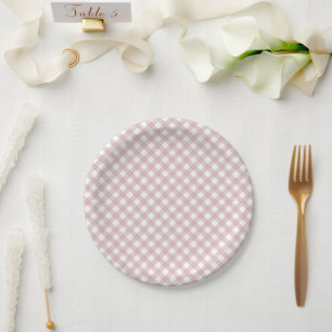Minimalistisches rosa Farbmuster Kariert Pappteller