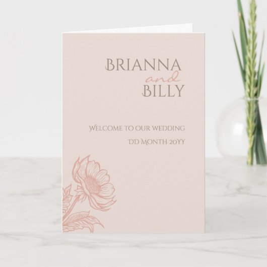 Minimalistisches rosa florales Hochzeitsprogramm Programm (Vorderseite)
