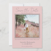 Minimalistisches rosa Foto Save the Date (Vorderseite)