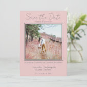 Minimalistisches rosa Foto Save the Date (Stehend Vorderseite)