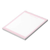 Minimalistisches rosa Gingham-Monogramm Notizblock (Rotiert)
