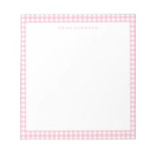Minimalistisches rosa Gingham-Monogramm Notizblock (Vorderseite)