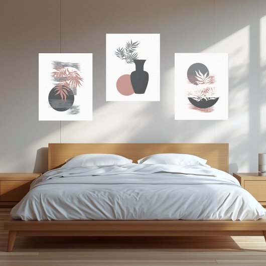 Minimalistisches Rosa/Graue Leinwand Mauer Art Dec