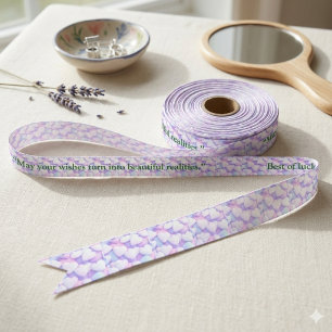 Minimalistisches Rosa Grün Liebe Personalisiertes Satinband
