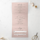 Minimalistisches Rosa in einem Foto Dreifach Gefaltete Einladung (Innenseite)