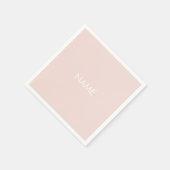 Minimalistisches Rosa individuelle Name Monogramm Serviette (Ecke)