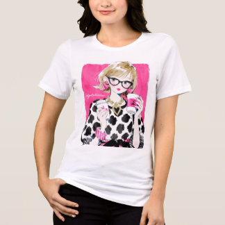 Minimalistisches & Rosa Kaffee-Mädchen Grafik-T-Sh Tri-Blend Shirt