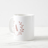 Minimalistisches rosa Kraut-Monogramm Kaffeetasse (Vorderseite Links)
