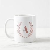 Minimalistisches rosa Kraut-Monogramm Kaffeetasse (Links)