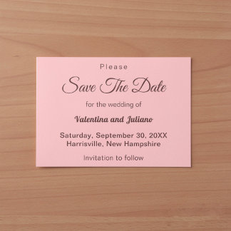 Minimalistisches Rosa mit dunkelrotem Text Hochzei Save The Date
