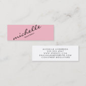 Minimalistisches Rosa mit kursivem Text Mini Visitenkarte (Vorne/Hinten)