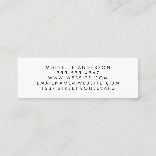 Minimalistisches Rosa mit kursivem Text Mini Visitenkarte (Rückseite)