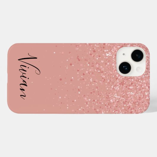 Minimalistisches Rosa Modernes Monogramm Case-Mate iPhone Hülle (Rückseite (Horizontal))