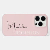Minimalistisches rosa Monogramm Case-Mate iPhone Hülle (Rückseite (Horizontal))