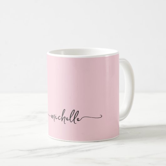 Minimalistisches Rosa-Monogramm-Namensskript Kaffeetasse (VorderseiteRechts)