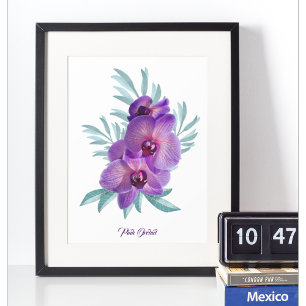Minimalistisches rosa Orchideengestein Poster