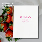 Minimalistisches Rosa Personalisiertes Rezept Buch