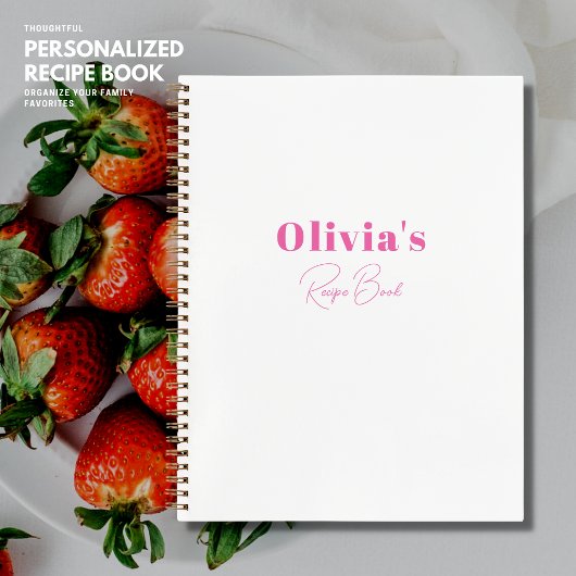 Minimalistisches Rosa Personalisiertes Rezept Buch