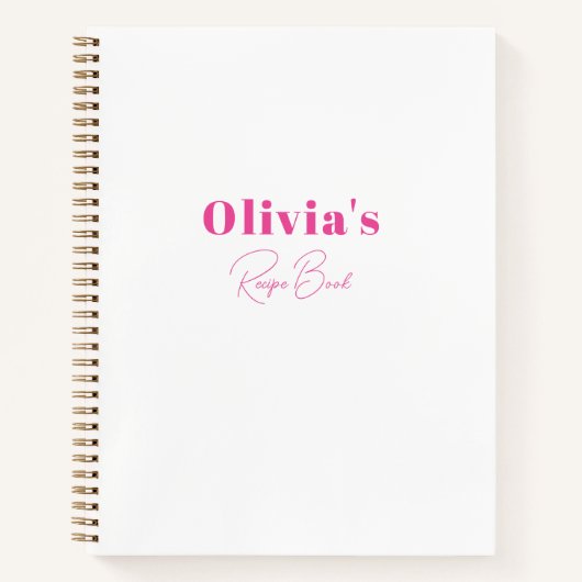Minimalistisches Rosa Personalisiertes Rezept Buch (Vorderseite)