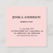 Minimalistisches Rosa Quadratische Visitenkarte (Rückseite)