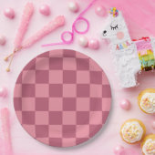 Minimalistisches rosa Schachbrettmuster Pappteller (Party)