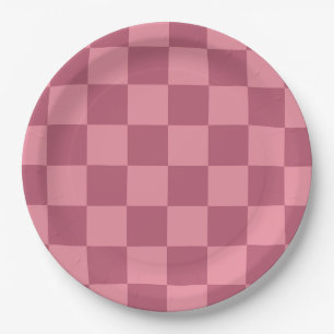 Minimalistisches rosa Schachbrettmuster Pappteller
