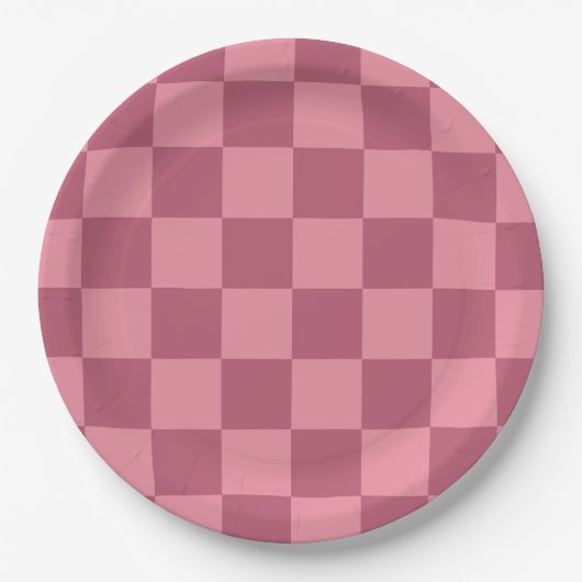 Minimalistisches rosa Schachbrettmuster Pappteller (Vorderseite)