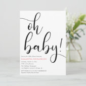 Minimalistisches, rosa, Schwarz-weißes Mädchen Einladung (Stehend Vorderseite)