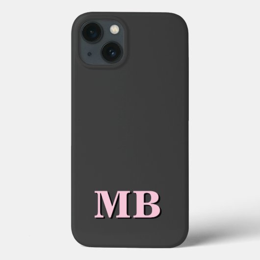Minimalistisches rosa Schwarzes Anfangsmonogramm Case-Mate iPhone Hülle (Rückseite)