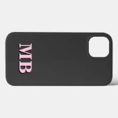 Minimalistisches rosa Schwarzes Anfangsmonogramm Case-Mate iPhone Hülle (Rückseite (Horizontal))