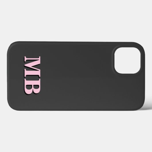 Minimalistisches rosa Schwarzes Anfangsmonogramm Case-Mate iPhone Hülle (Rückseite (Horizontal))